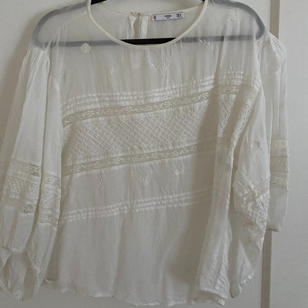 MANGO | White boho top